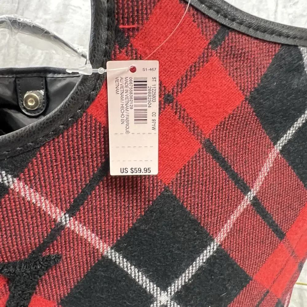 Victoria Secret‎ Buffalo Plaid Tote Bag Embroidered VS Logo Holiday Lumberjack